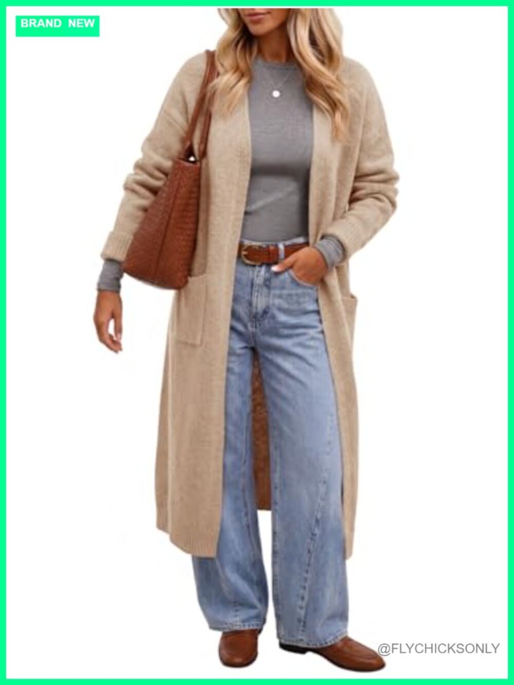 Long Cardigan Open Front Knit Duster Sweater Coat with Pockets